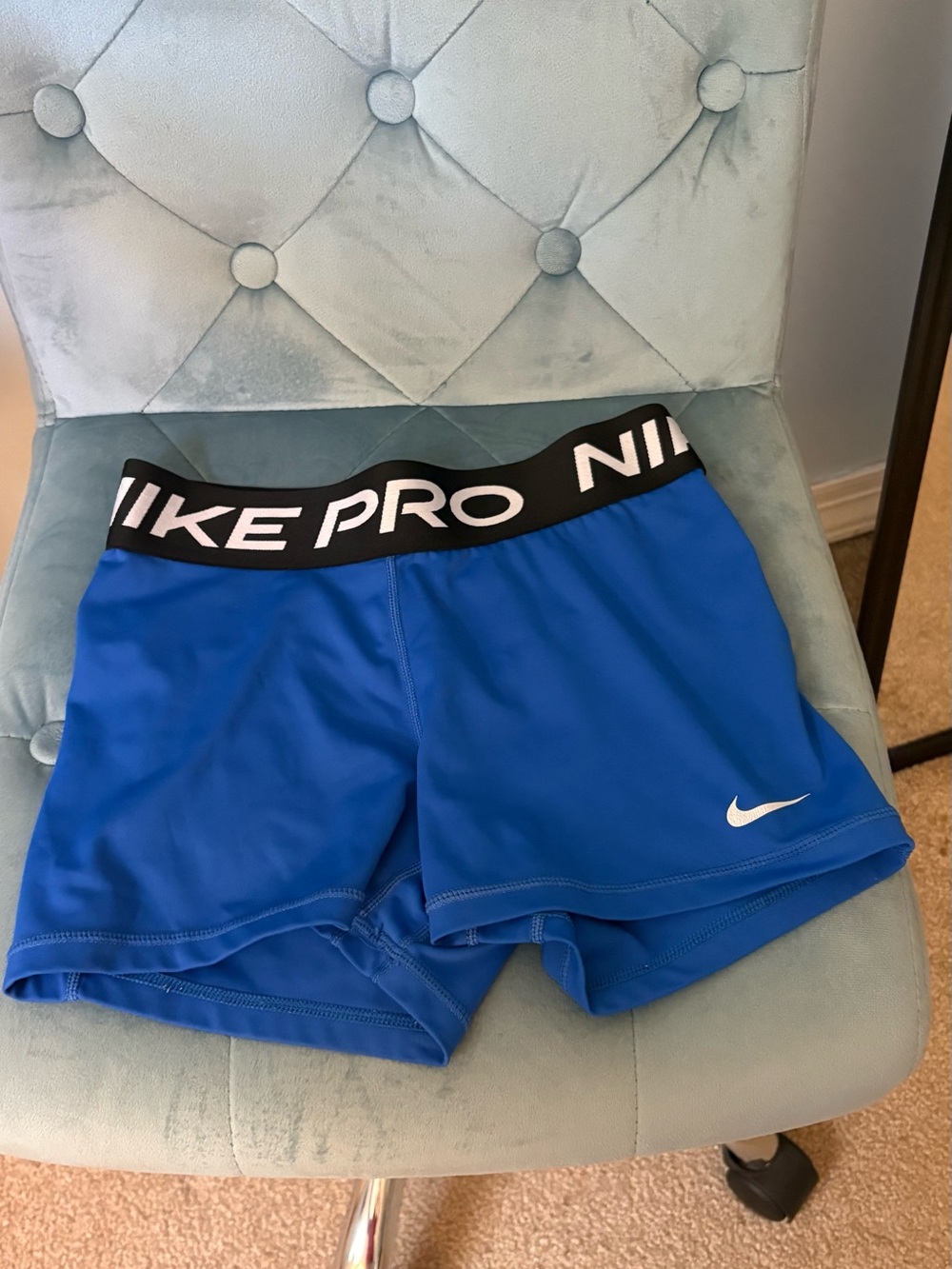 Nike Women’s Royal Blue Pro Training Shorts with Black Waistband